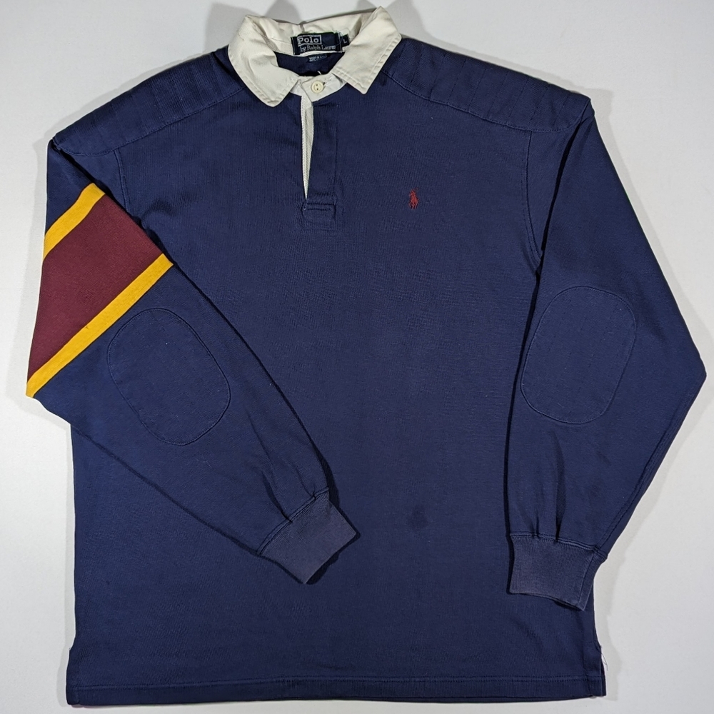 Vintage Polo Ralph Lauren Rugby Shirt Men's Size Large Made in USA Striped